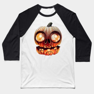 Scary Halloween Pumpkin Art Baseball T-Shirt